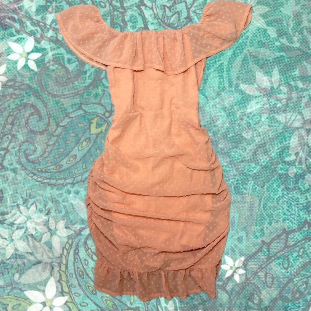 Elegant Peach Ruffle Dress